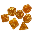 Kitten Polyhedral Dice Set (Orange w/yellow)