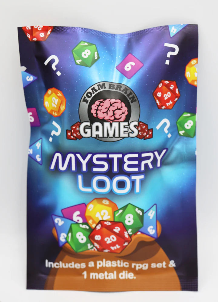 Foam Brain Mystery Loot: Plastic RPG Dice Set & Bonus Metal Die