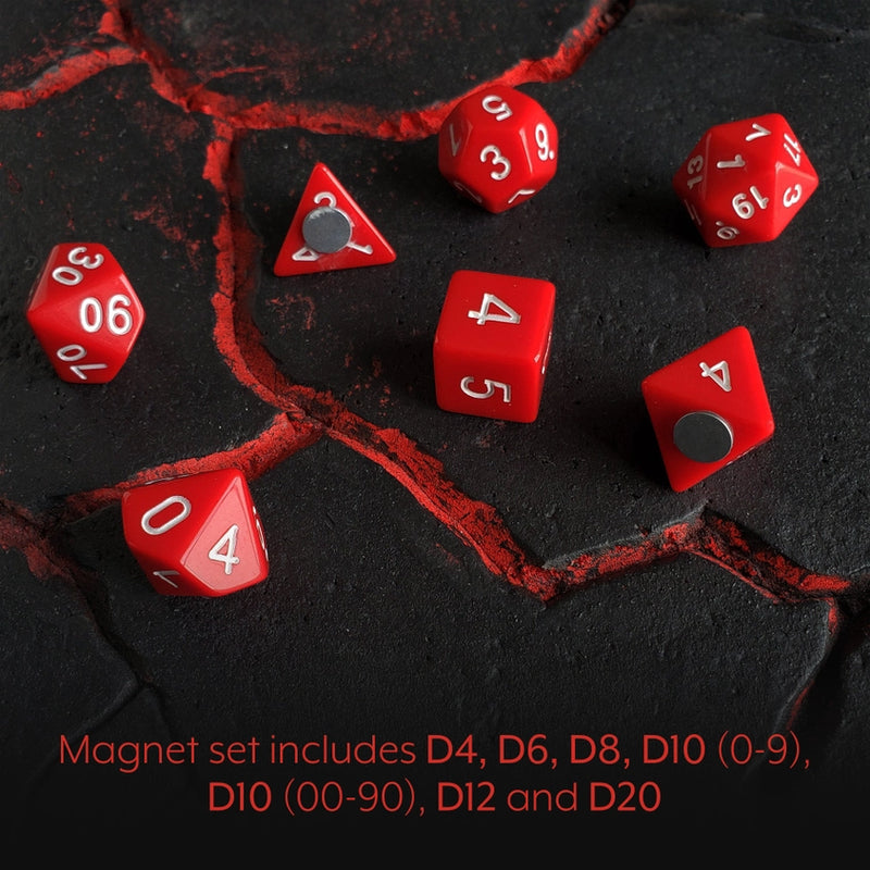 Toy Vault Fridge Magnet Dice Set 7-Piece Set (Red)