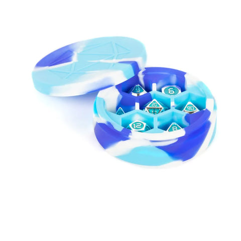 MDG Silicone Round Dice Case - Blue/White/Light Blue