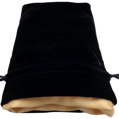 Fanroll by MDG Black Velvet Dice Bag with Luxury Gold Satin Lining Medium 4"x6"