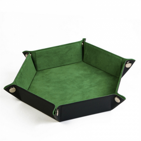 Leatherette & Velvet Dice Tray (Grass Green Hex)