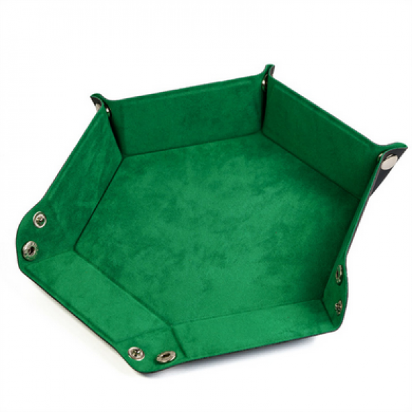 Leatherette & Velvet Dice Tray (Emerald Hex)