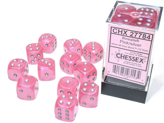 CHX 27784 Borealis Pink/Silver 16mm d6 Dice Block