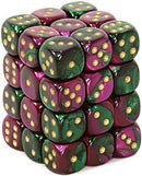 CHX 26834 Green - Purple/Gold 12mm d6 Dice Block (36 Dice)