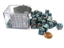CHX 26856 Steel Teal/White Gemini 12mm d6 Dice Block (36 Dice)