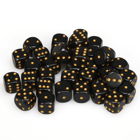 CHX 25828 Black/Gold Opaque 12mm d6 Dice Block (36 Dice)