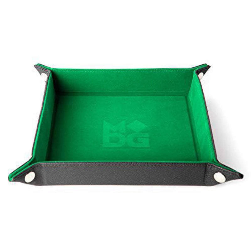 Fanroll by MDG Velvet Folding Dice Tray with Leather Backing: 10"x10" -  Green