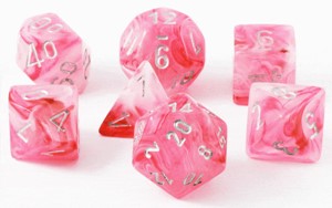 CHX 27524 Pink / Silver Ghostly Glow Polyhedral 7 Die Set