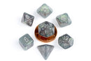 MET4177 MDG Mini Polyhedral Dice Set: Stardust Gray with Silver Numbers