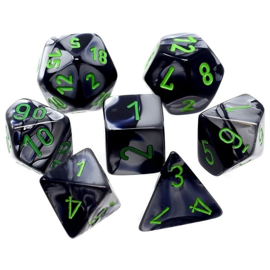 CHX 20645 Gemini Black-Grey/Green Mini-Polyhedral 7-Die Set