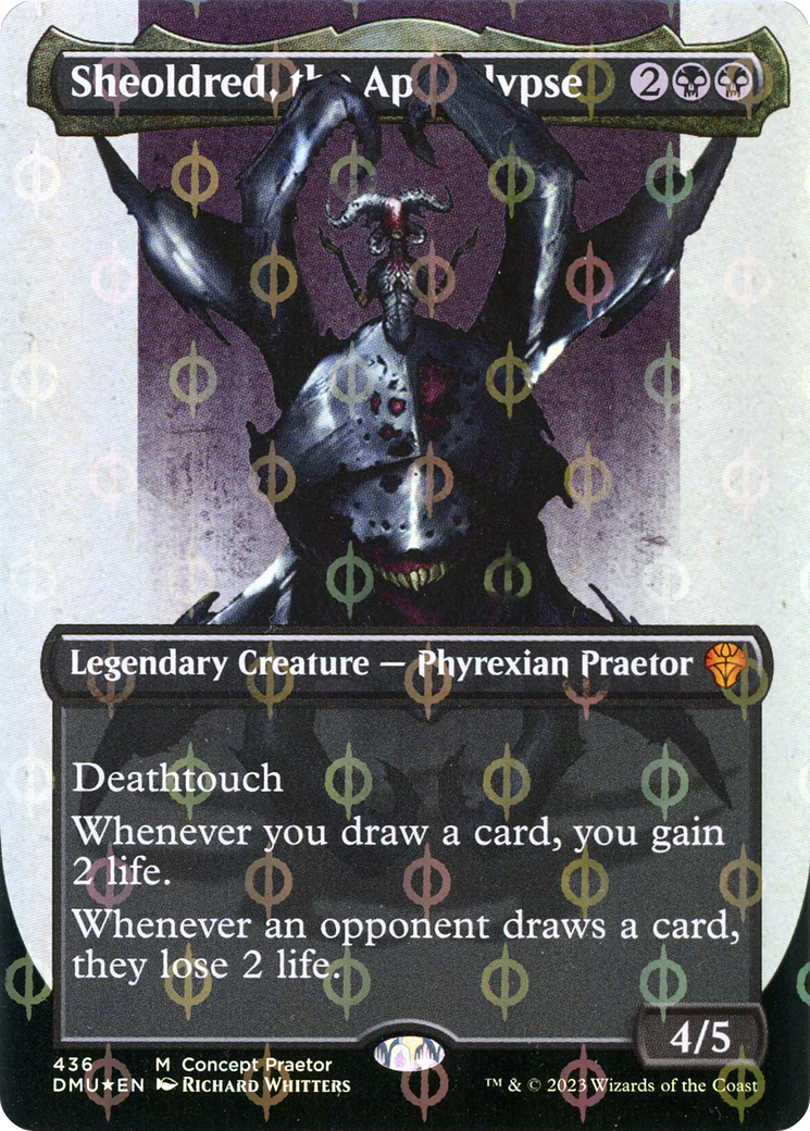 Sheoldred, the Apocalypse (Borderless Concept Praetors Step-and-Comple