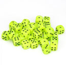 CHX 27630 Vortex Bright Green/Black Opaque 16mm d6 Dice Block (12 Dice)