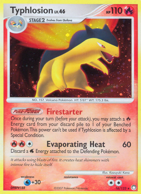 pokemon typhlosion cards Typhlosion (16/123) [Diamond & Pearl: Mysterious Treasures]