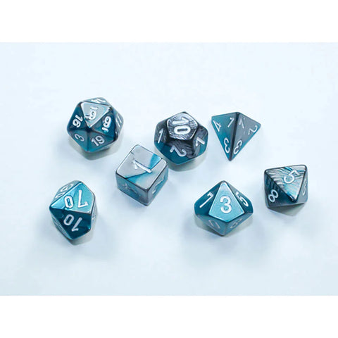 CHX 20656 Gemini Steel-Teal/White Mini-Polyhedral 7-Die Set