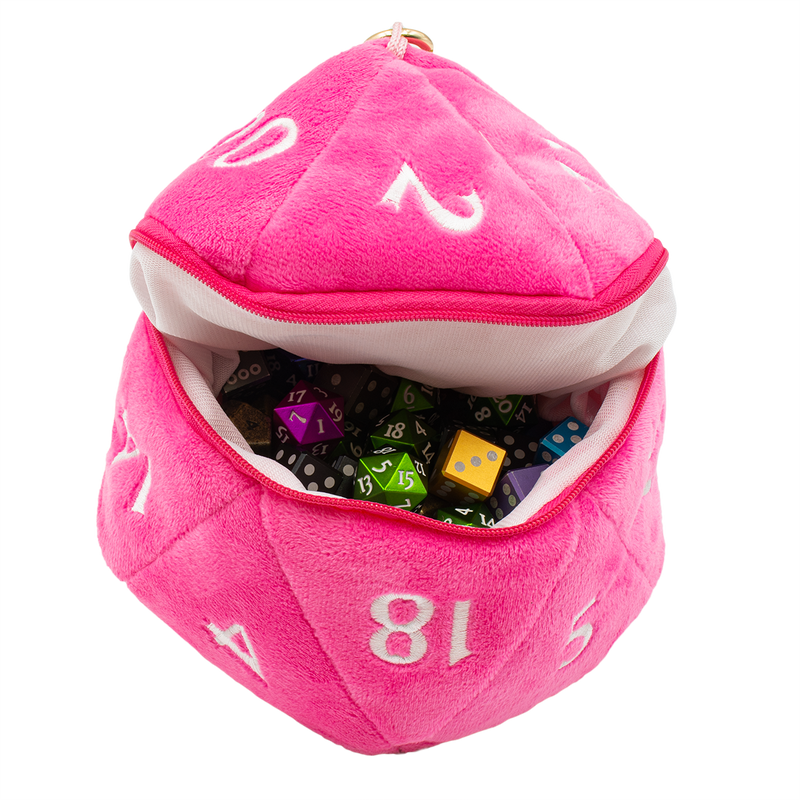 D20 Plush Dice Bag - Pink