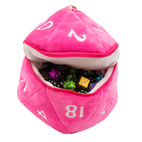 D20 Plush Dice Bag - Pink