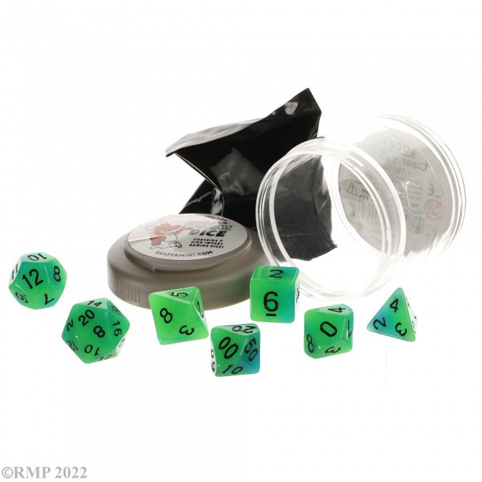 Pizza Dungeon Dice - Green & Blue