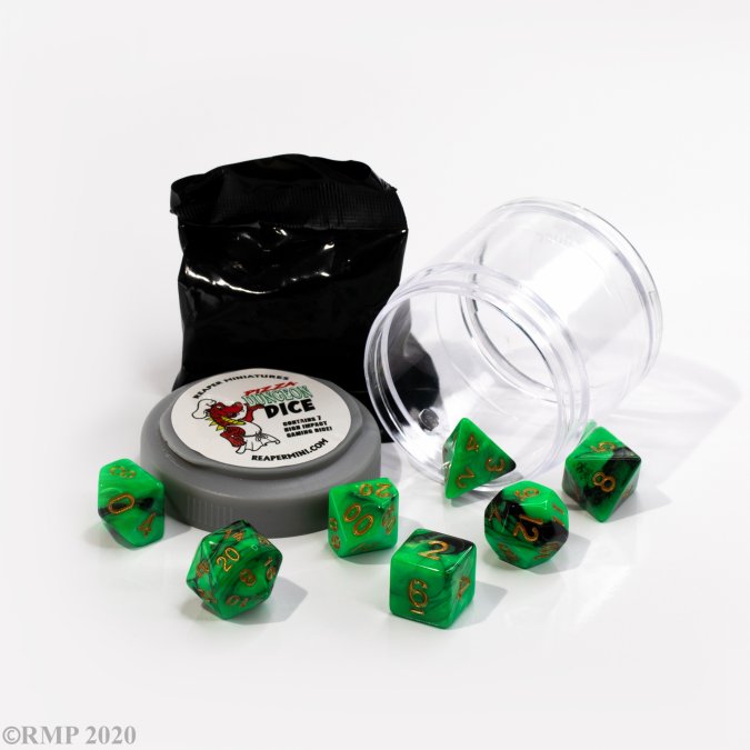 Pizza Dungeon Dice - Dual Green & Black