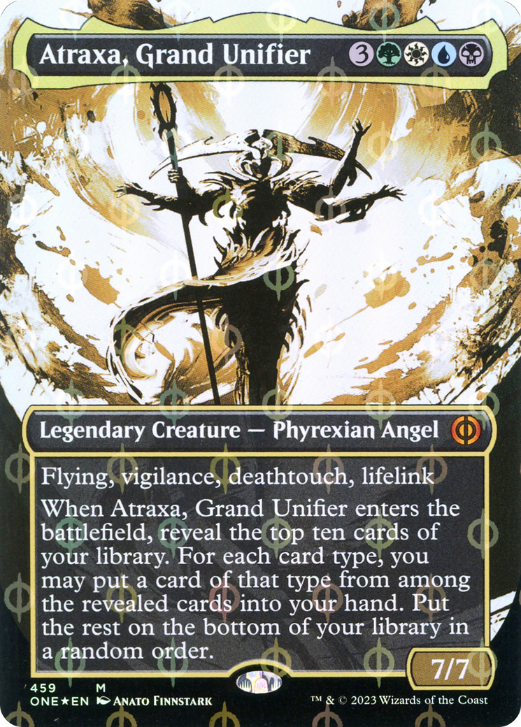 Atraxa, Grand Unifier (Borderless Ichor Step-and-Compleat Foil) [Phyre