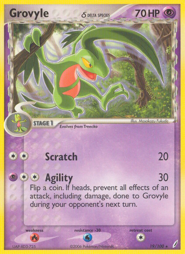 pokemon grovyle card Treecko, & Sceptile Lot - 23 Cards Grass Rarity Grovyle(19/100) (Delta Species) [EX: Crystal