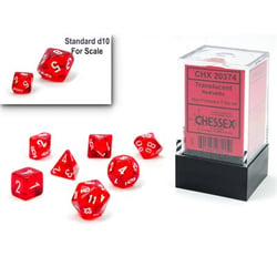 CHX 20374 - Translucent Red/White Mini Polyhedral 7-Die Set