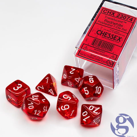 CHX 23074 Red/White Translucent Polyhedral 7 Die Set
