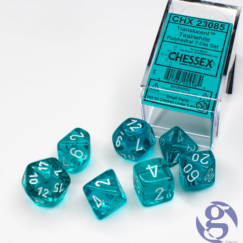 CHX 23085 Teal/White Translucent Polyhedral 7 Die Set