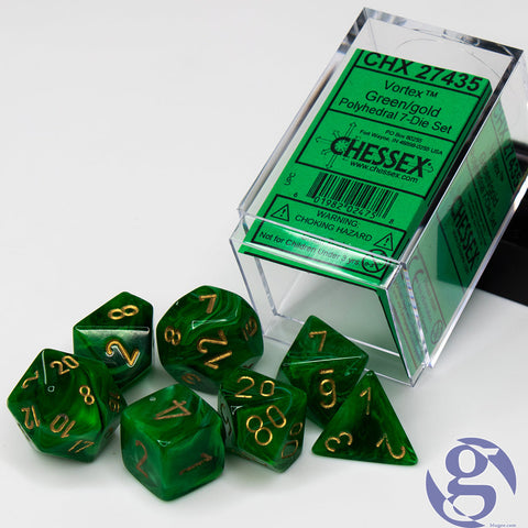 CHX 27435 Green/Gold Vortex Polyhedral 7 Die Set