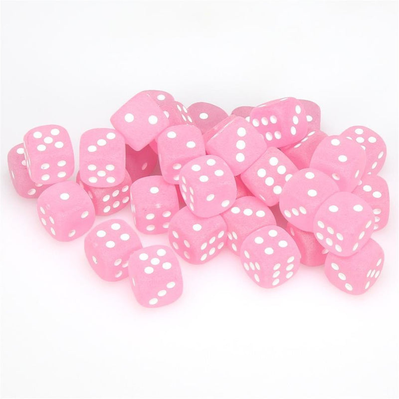 CHX 27864 Pink/White Frosted 12mm d6 Dice Block (36 Dice)