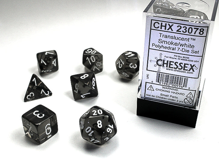 CHX 23078 Smoke/White Translucent Polyhedral 7 Die Set