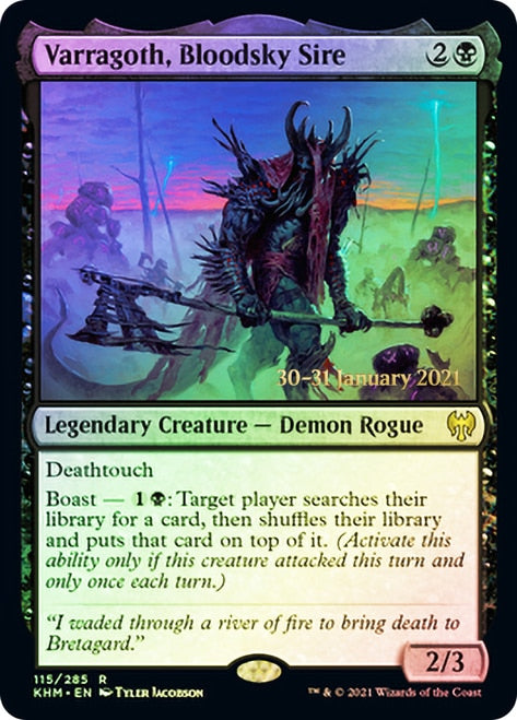 standard red cards mtg Varragoth, Bloodsky Sire [Kaldheim Prerelease Promos]