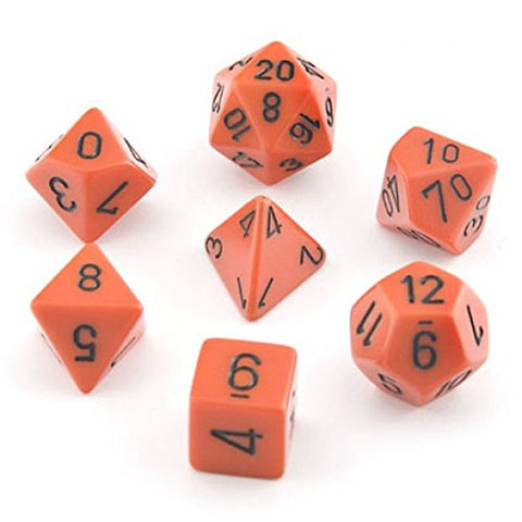 CHX 25403 Orange / Black Opaque Polyhedral 7 Die Set