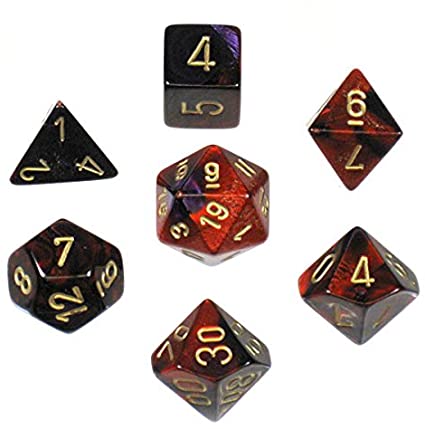 CHX 26426 Purple Red / Gold Gemini Polyhedral 7 Die Set