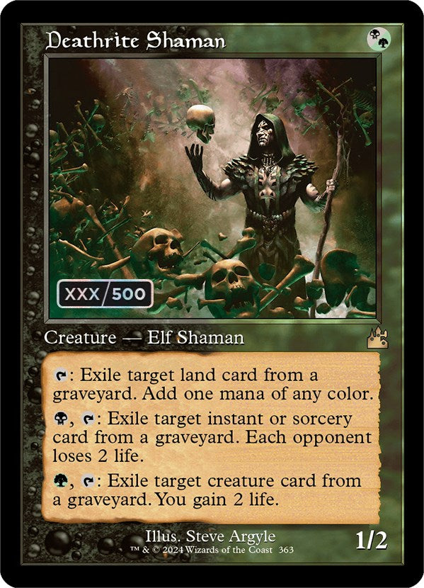 mtg ravnica remastered cards Magic: The Gathering Draft Booster Box At Booster Draft events Deathrite Shaman (Retro) (Serialized) [Ravnica