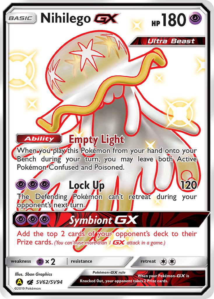 pokemon hidden fates shiny cards Nihilego GX (SV62/SV94) [Sun & Moon: Hidden Fates
