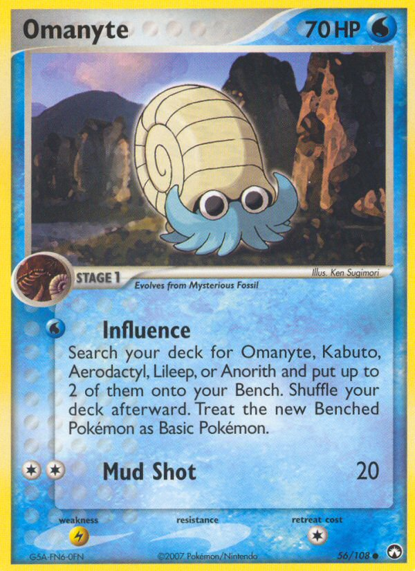 pokemon card omanyte 74/110 Pokybox Water HP Pokemon Card, Omanyte, Fossil, Edition