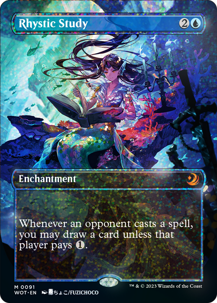 Rhystic Study (Anime Borderless) (Confetti Foil) [Wilds of Eldraine: E Rhystic Study (Anime Borderless) (Confetti Foil) [Wilds of Eldraine: E