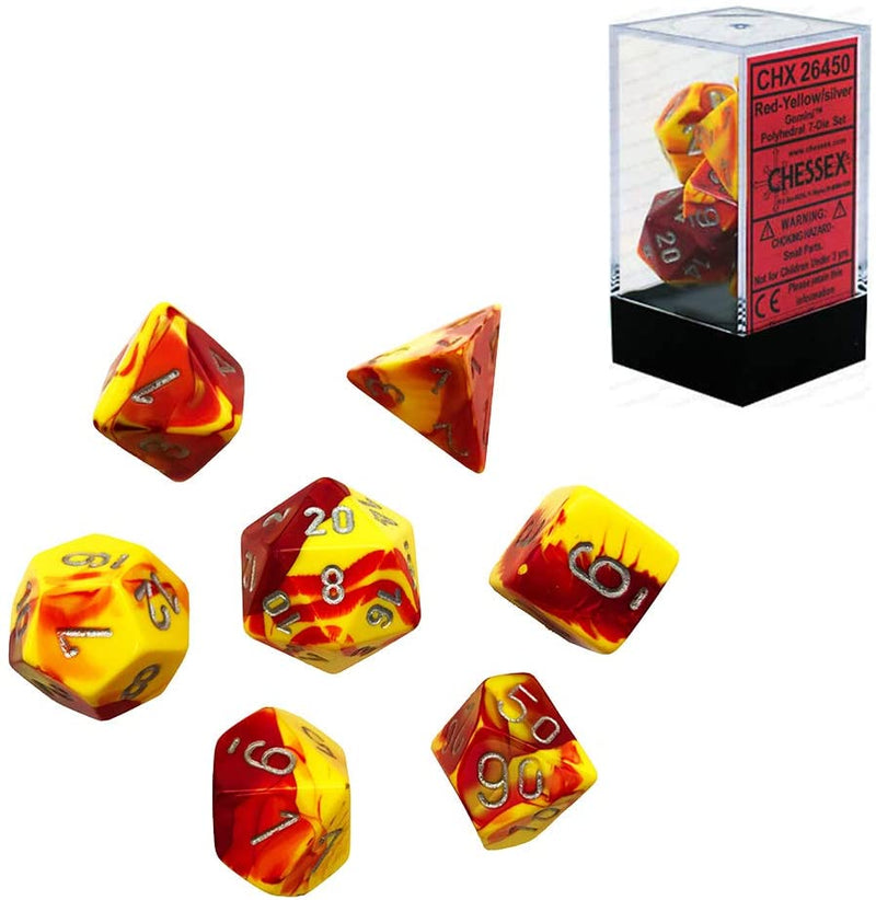 CHX 26450 Red Yellow / Silver Gemini Polyhedral 7 Die Set