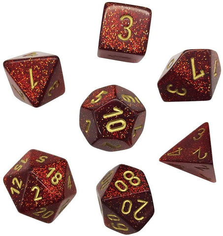 CHX 27504 Ruby/Gold Glitter Polyhedral 7 Die Set