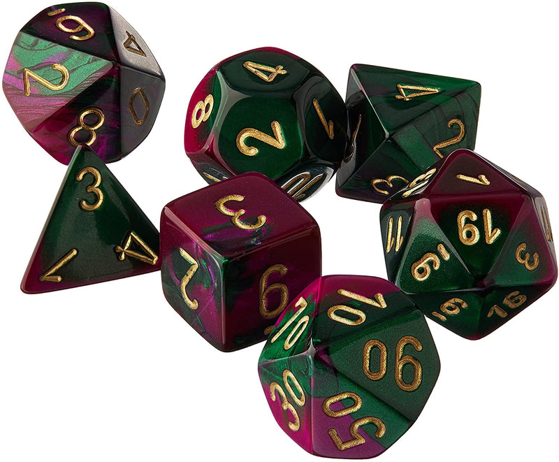CHX 26434 Green Purple / Gold Gemini Polyhedral 7 Die Set