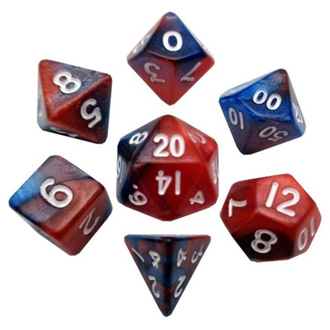 MET412 MDG Mini Polyhedral Dice Set: Red/Blue w/ White Numbers