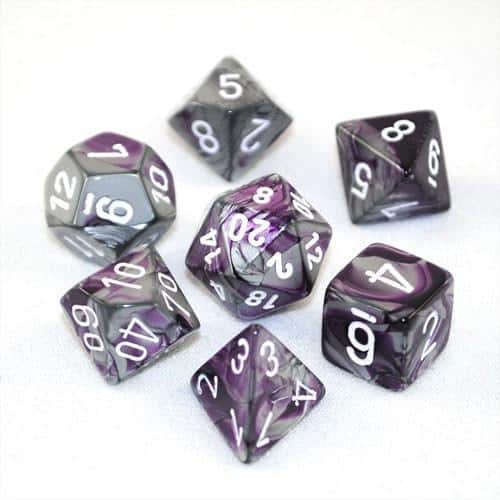 CHX 26432 Purple Steel / White Gemini Polyhedral 7 Die Set