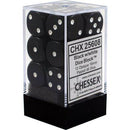 CHX 25608 Black / White Opaque 16mm d6 Dice Block (12 Dice)