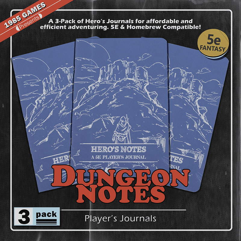 Dungeon Notes Hero's Journals 3 Pack - Blue