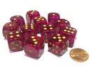 CHX 27624 Magenta/Gold Borealis 16mm d6 Dice Block (12 Dice)