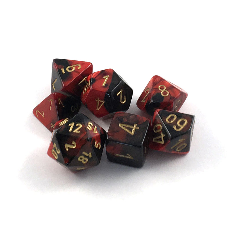 CHX 26433 Black Red/Gold Gemini Polyhedral 7 Die Set