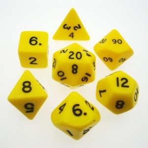 CHX 25402 Yellow / Black Opaque Polyhedral 7 Dice Set