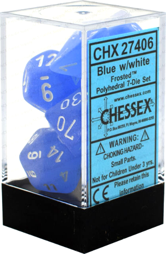 CHX 27406 Blue/white Frosted Polyhedral 7 Die Set