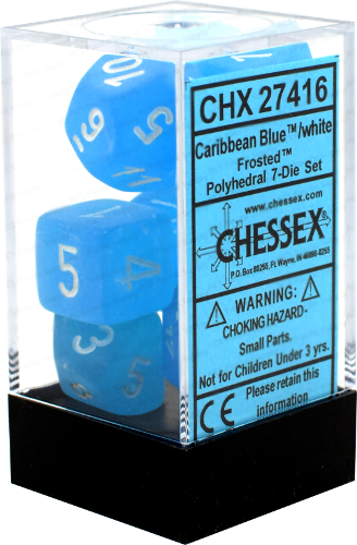 CHX 27416 Caribbean Blue/white Frosted Polyhedral 7 Die Set